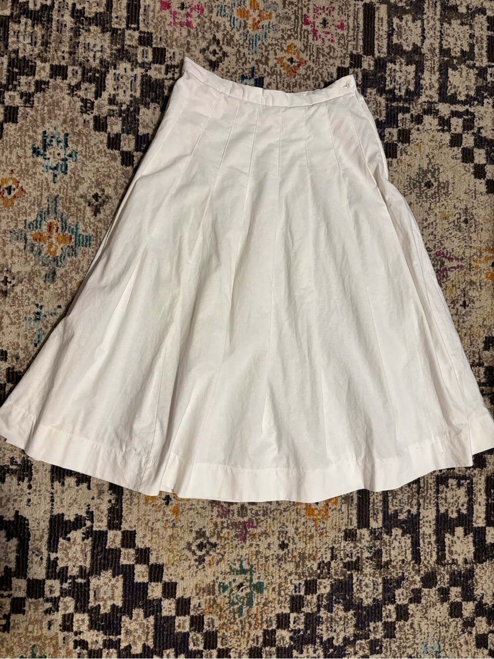 Rare Vintage 1980s Laura Ashley white cotton skirt- waist 26in